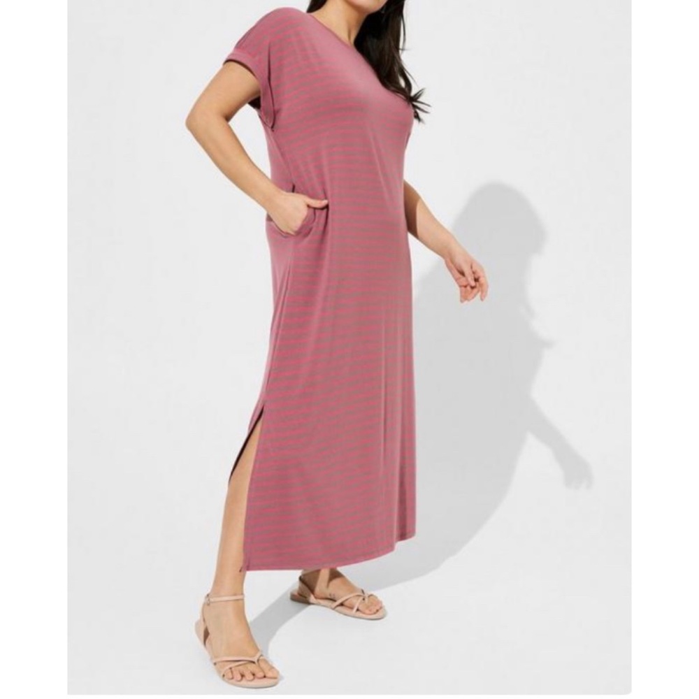 Torrid size 3 - Dusty Rose Stripe Maxi T-Shirt Dress